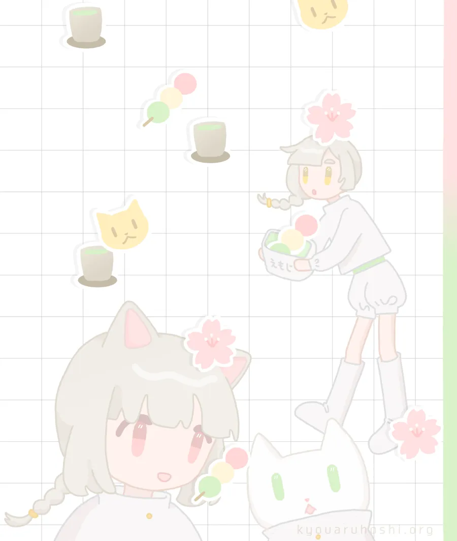 イラスト「春の絵文字ランド」。空から絵文字が降ってくる！
